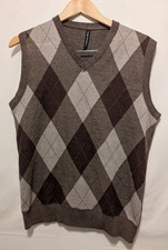 True Rock Men's Argyle Sleeveless Knit Sweater Vest Brown M