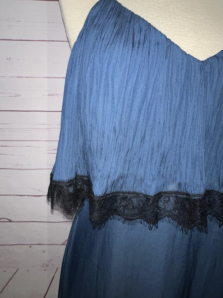 HALSTON наследия вечер размер 8 кружева отделки короткое платье новый с Ярлыками $395 бирюзовый синий вечеринки - Изображение 3 из 4