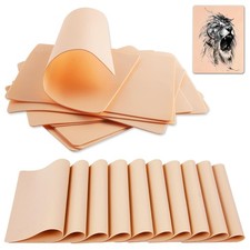 10 Pcs Tattoos Practice Skin Double-Sided Silicone Training Sheets for Beginners