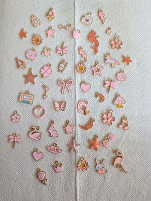 53 kleine Anhänger - rosa gold - sehr süß - Charms - Schmuck  - Liebe - Tiere