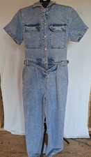 NWT Steve Madden Women's Short Sleeve Denim Jumpsuit, Medium Wash - Size Medium