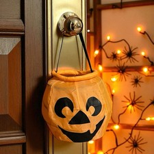 HALLOWEEN Gemmy Pumpkin Jack-O-Lantern Collapsible Fabric Candy Bucket Bag