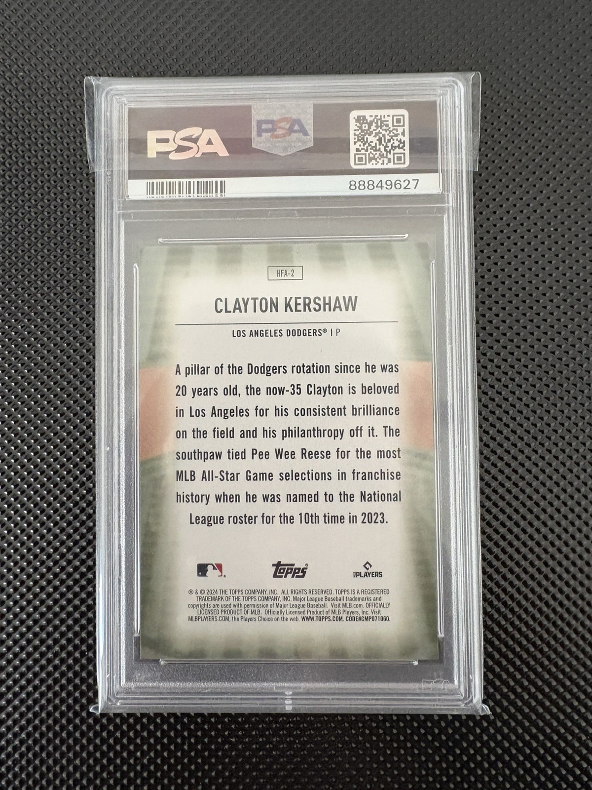 2024 Topps Series 1 CLAYTON KERSHAW Home Field Advantage PSA 10 💎 Dodgers view 2