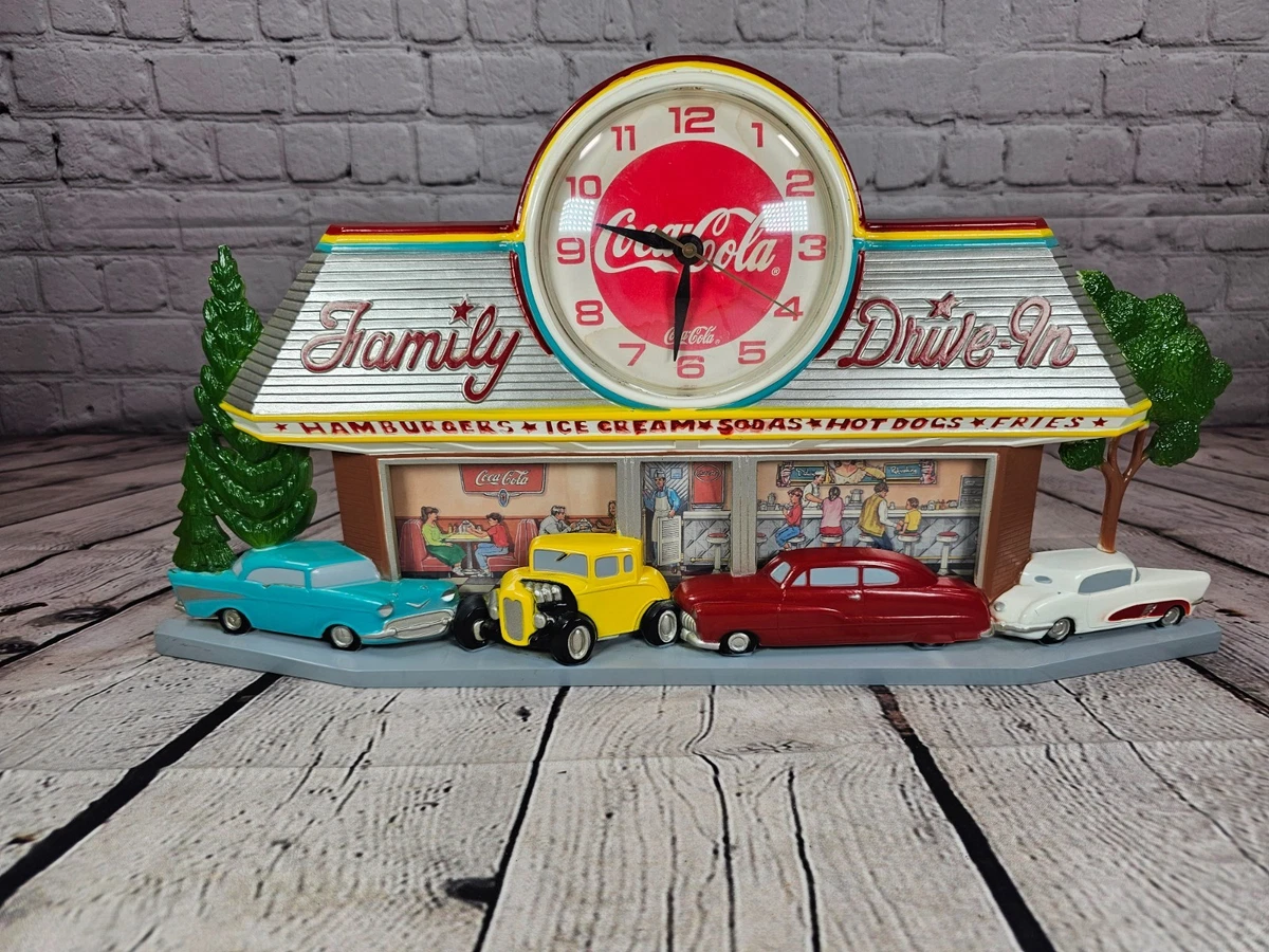 コカコーラ オブジェ ドライブイン ダイナー Family Drive In Clock In Collectible Coca-Cola Clocks & Radios for
