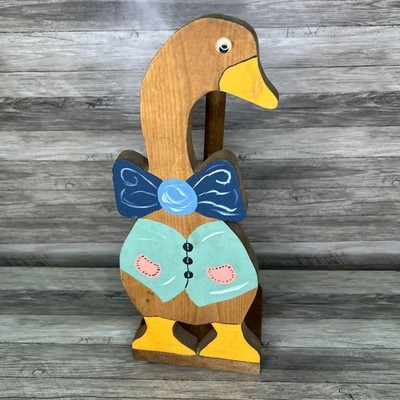 Wooden Goose Paper Towel Holder Country Rustic Cottage Granny Kitschy Vintage