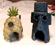 spongebob square pants fish tank decor lot of 2