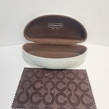 COACH Large White Logo Eyeglass Sunglass Hard Clamshell Case With Cloth