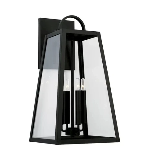 Capital Lighting Leighton 4 Light Outdoor Wall Lantern, Black/Clear - 943743BK - Picture 1 of 6