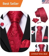 Elegant Flower Necktie Set for Men with Handkerchief Cufflinks - Wedding Ready