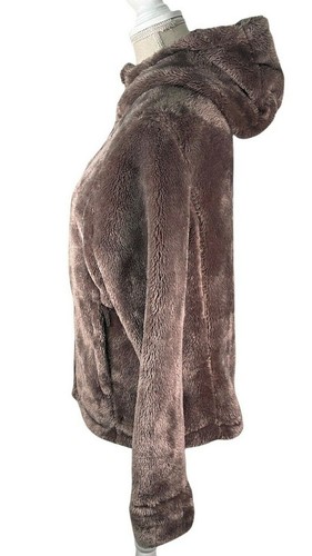 Chaqueta con capucha Free Country para mujer mediana marrón imitación piel cremallera bolsillos interiores - Imagen 4 de 6