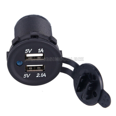 12-24V Dual USB Port Car Charger Power Adaptor Splitter Cigarette Lighter Socket