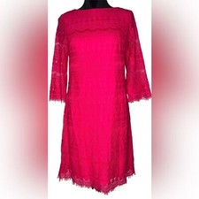 J. Howard Women’s Pink Cotton Blend Allover Lace Barbie Mini Sheath Dress Size 6