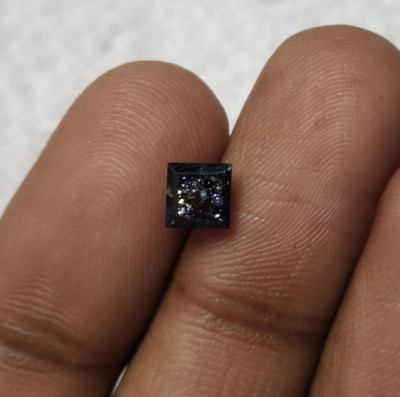 Natural iolite Sunstone Faceted Square Shape Gemstone 0.80 carat 5×5×4 mm