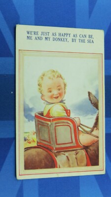 Vintage Bamforth Comic Postkarte 1930er Meer Strand Esel Sattel Thema