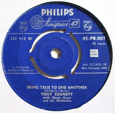 Tony Bennett - 7'' UK 45 - Being True To One Another - 1959 - 322 413 BF   G+