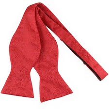 New men's self tie free style bowtie paisley polyester formal wedding prom Red