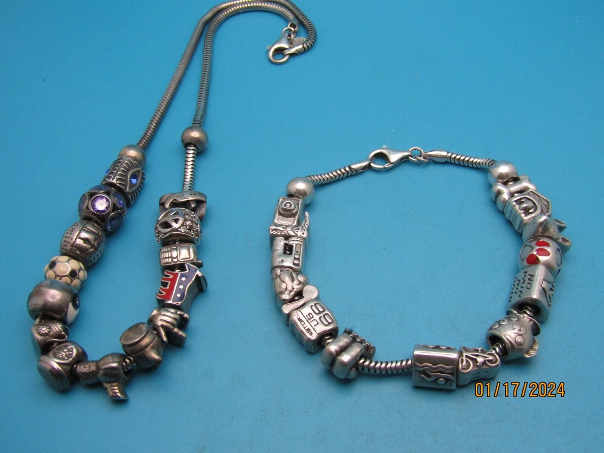 Zable Italy Sterling Silver .925 Necklace & Bracelet W/ 25