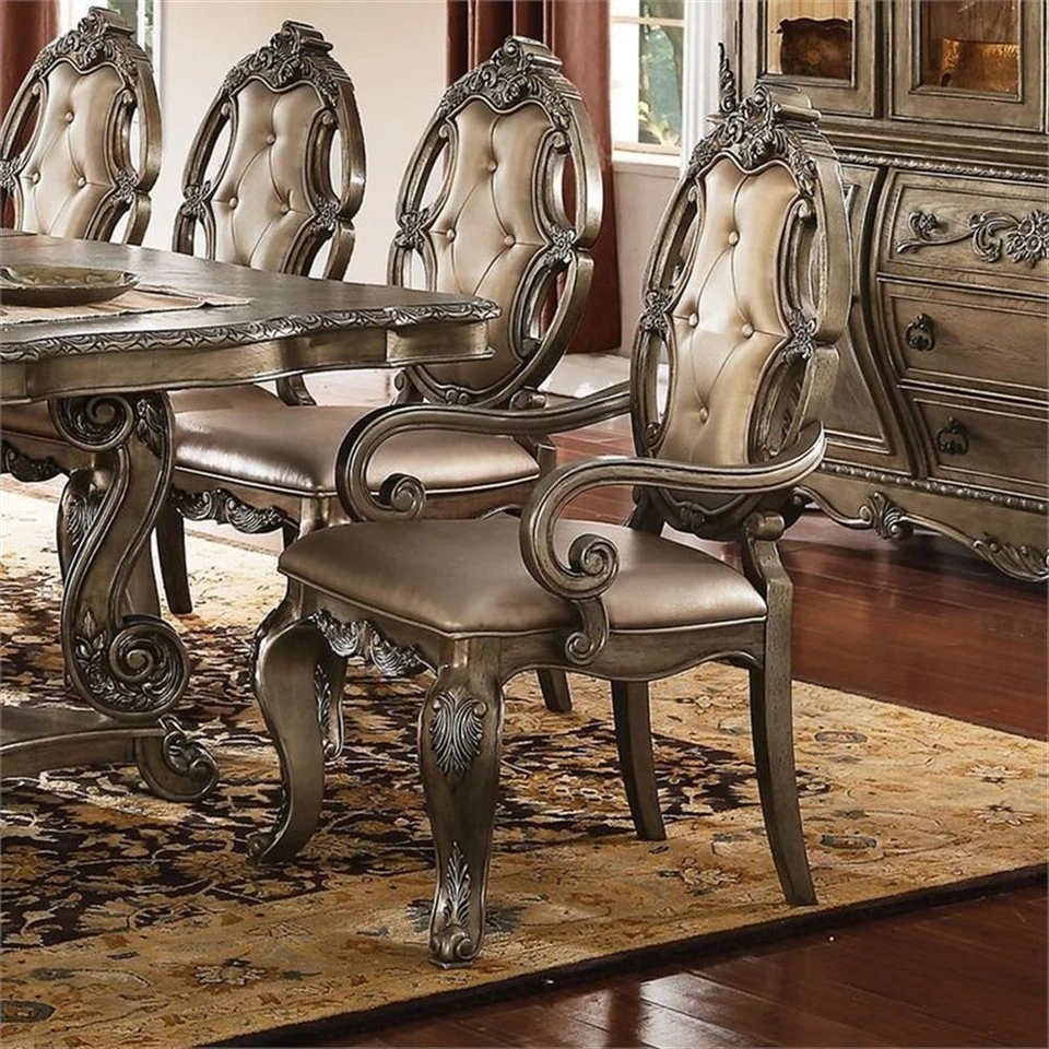 ACME Ragenardus 人造皮革餐椅 香槟橡木 2 件套 — 第 2/3 张图片