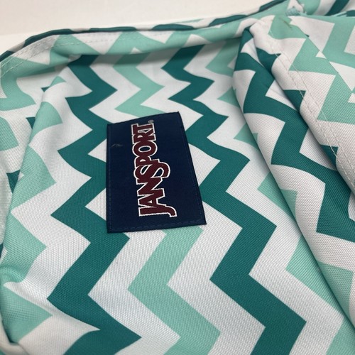 JANSPORT Back Pack GREENS & WHITE CHEVRON PRINT RUCKSACK 🔥