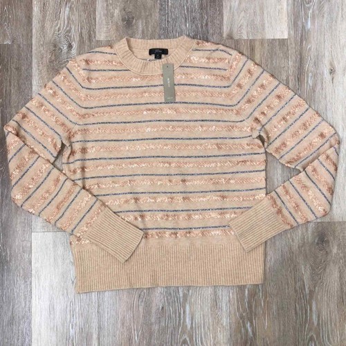 J. Crew Pailletten Streifen superweicher Garn Pullover Größe Medium Neu mit Etikett - Bild 2 von 8