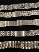 Lot Of 5 Vintage men's Watch Bracelets All Silver Tone Different Sizes