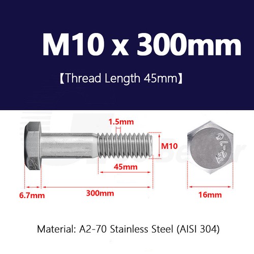 Metric Hex Head Bolts M6 M8 M10 M12 Half-Thread Machine Screw Stainless Steel A2 - Picture 83 of 111