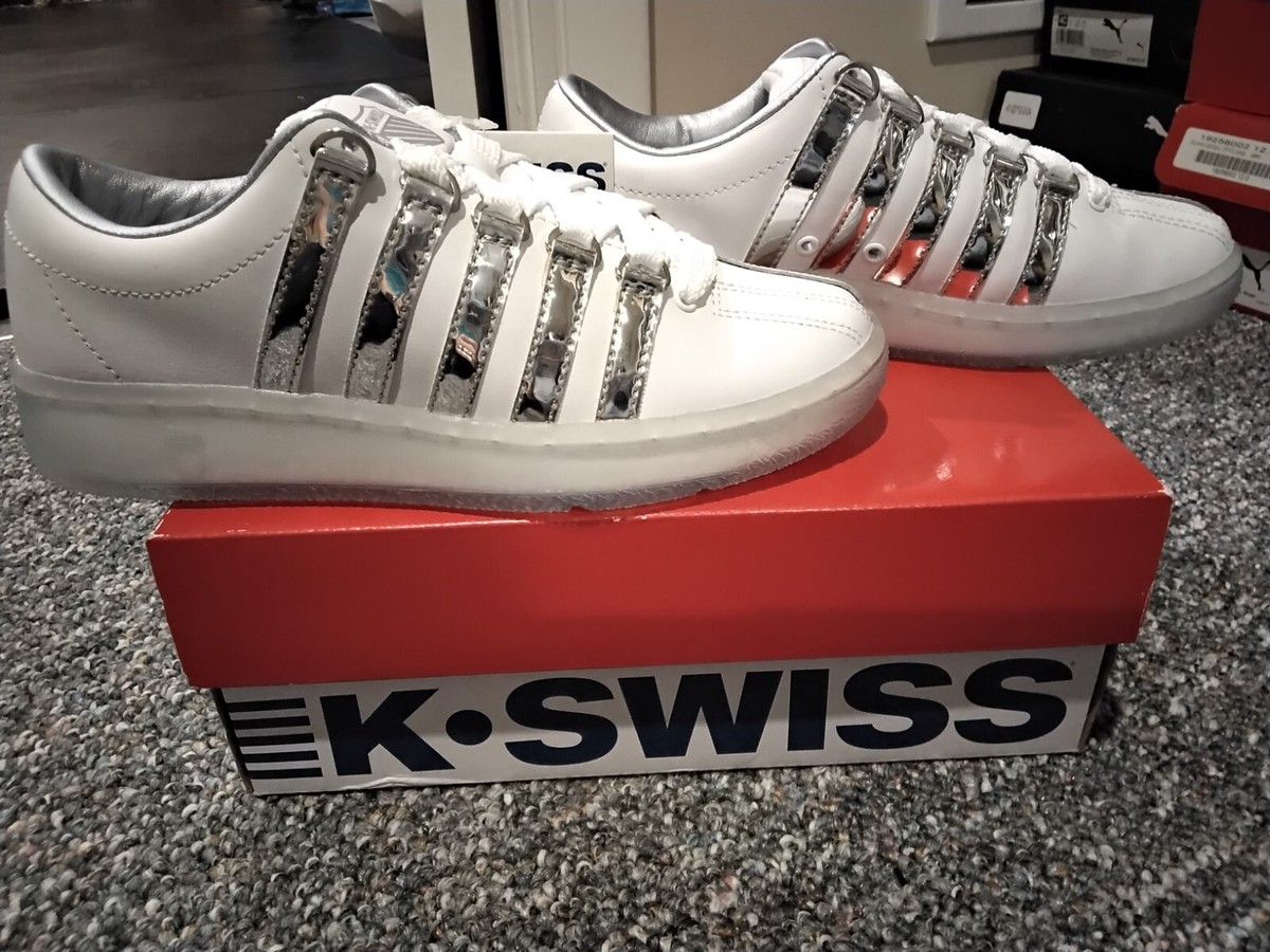 K-Swiss Classic 2000 LE White Chrome Silver Sneakers 86564 155 M