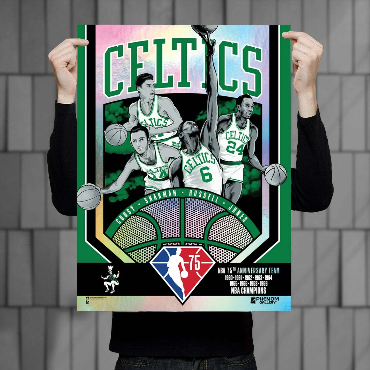 Phenom Gallery Boston Celtics 75th Anniv 60's NBA Champs Poster