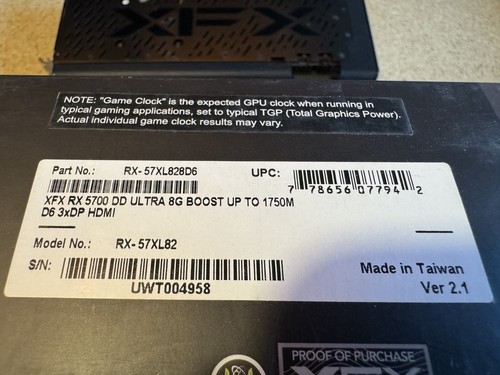 XFX Radeon RX 5700 DD Ultra 8GB boost up to 1750M, GDDR6, THICC II, 3xDP + HDMI - Bild 20 von 22