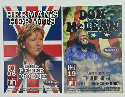 Don McLean ad flyer handbill NYC BB King concert 2015 Herman's Hermits