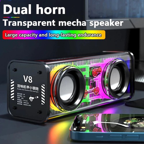 Transparent Mecha Wireless Speaker 10W High-power 1800mAh For Outdoor Home Party - Picture 4 of 26