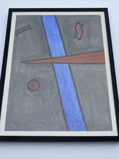 Vintage Abstract Drawing Expressionism Modernism Minimalism Signed Mystery