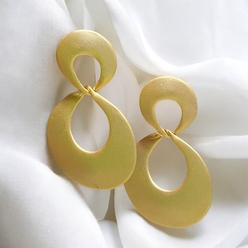 Estate Napier Gold Sandy Swirl Teardrop Stud Earrings