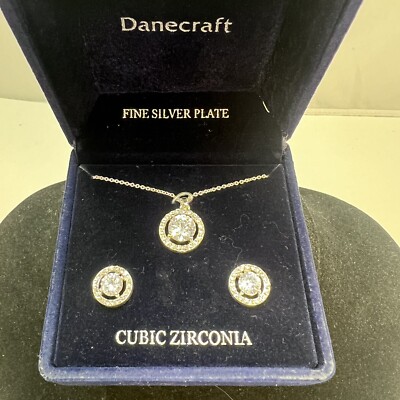 New Lighted Box Danecraft Fine Silver Plate Cubic Zirconia