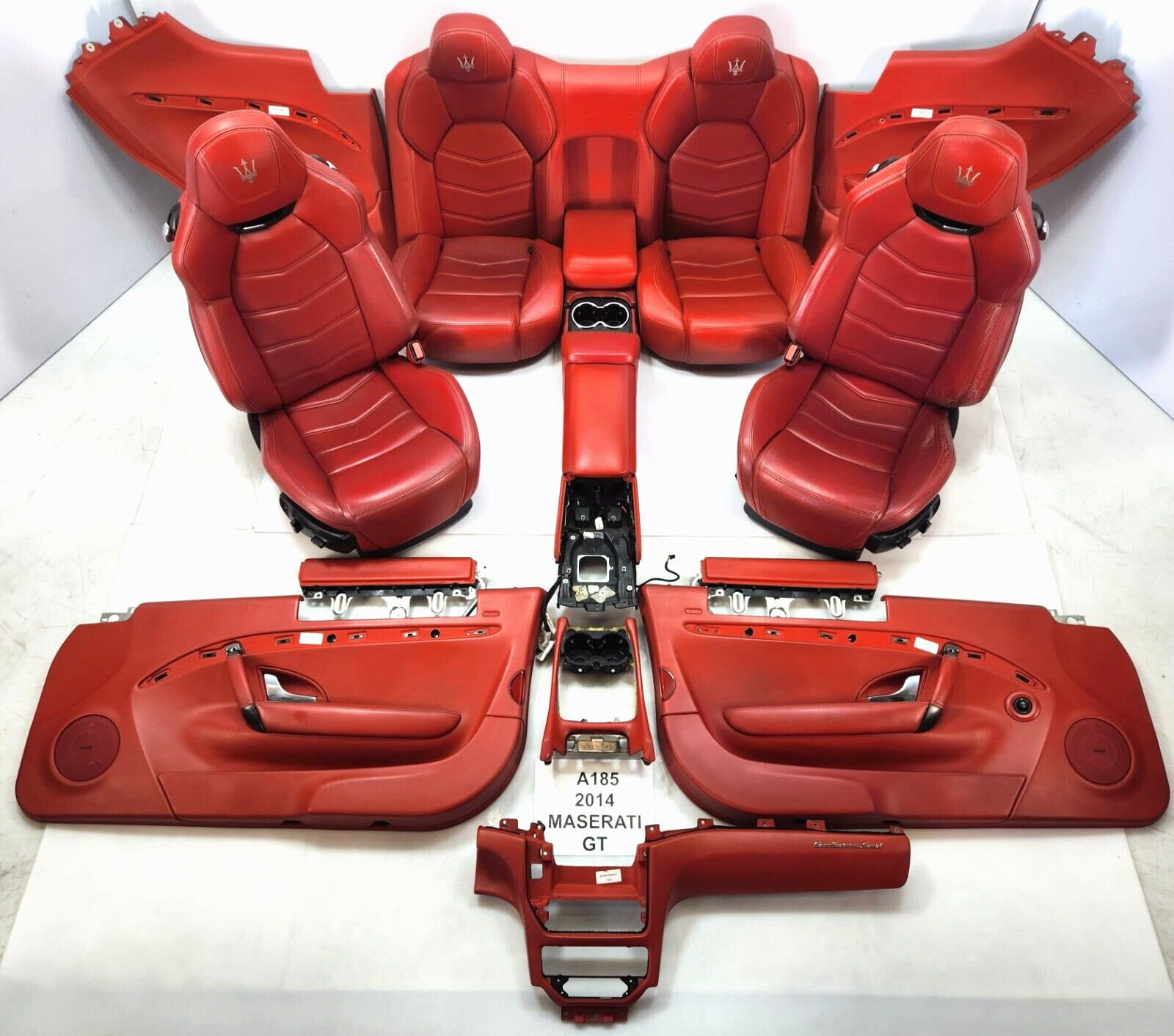✅13-19 OEM Maserati GranTurismo Front Rear Seats Door Panels RED Interior SET