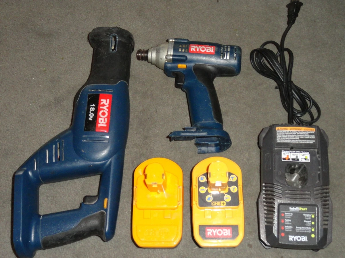 RYOBI 18 VOLT RECIPROCATING SAW IMPACT DRIVER 2 BATTERIES