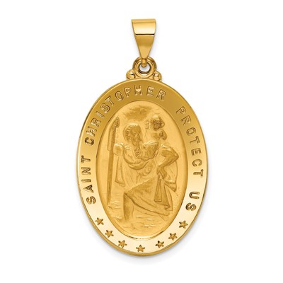18k Gold Saint Christopher Medal Necklace for Protection Travel Faith Jewelry