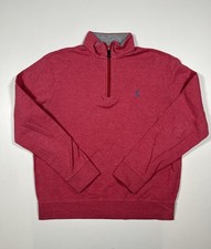 Polo Ralph Lauren Pullover Mens Medium Red Quarter Zip Sweater Classic Pony Logo