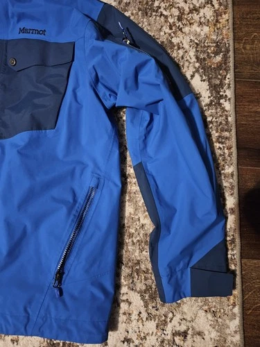Marmot Jacket Mens Large Blue Hooded Ski Snowboard Winter Coat Outdoor image 3