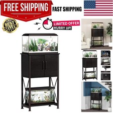Heavy-Duty 5-10 Gallon Aquarium Stand with Storage Cabinet - Modern Black Design