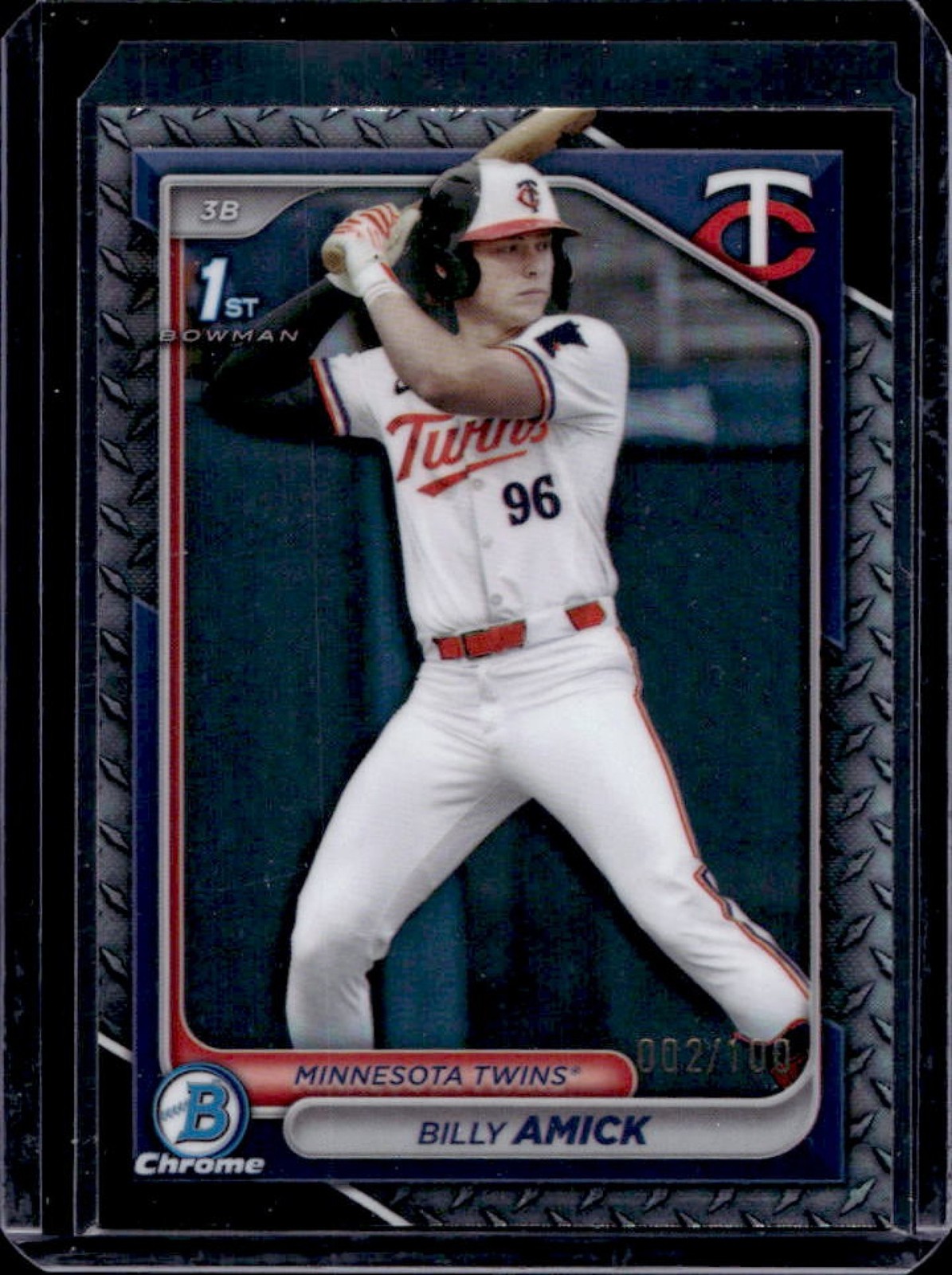 2024 Bowman Draft Billy Amick Chrome Steel Metal Refractor 1st #2/100