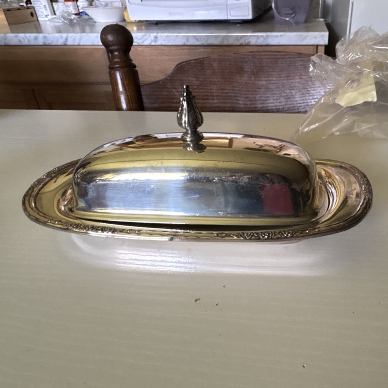 Cambridge Silverplate Butter Dish with Glass Insert, Pattern 6099