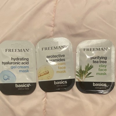 Freeman Basics Face Mask Set 3pc Hyaluronic Acid Ceramide Tea Tree 0.33oz