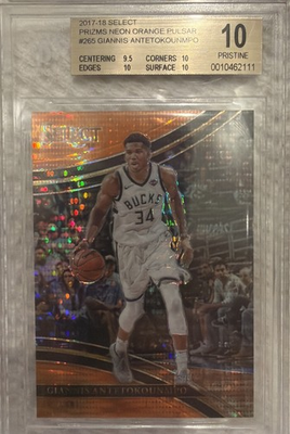 #ad 2017 Panini Select Giannis Antetokounmpo #265 Neon Orange Pulsar 9. Pristine. $1758.00