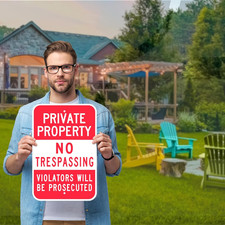 No Trespassing Sign 18x12 Reflect Aluminum Private Property Violators Prosecuted
