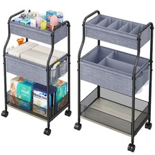 3-Tier Baby Diaper Caddy Organizer and Storage Cart, Mobile Metal Utility Car...
