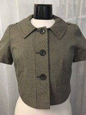 Ann Taylor Loft Women's Blazer Brown 3 Button Lined Cropped SS Blazer Size 4