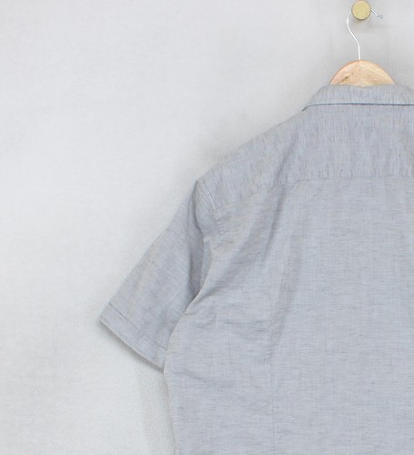 Hugo Boss Shirt Mens Size XL Grey Cotton Linen Slim Fit Short Sleeve - Picture 11 of 15