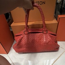 Bottega Veneta Red Woven Shoulder Bag Zip, Do...