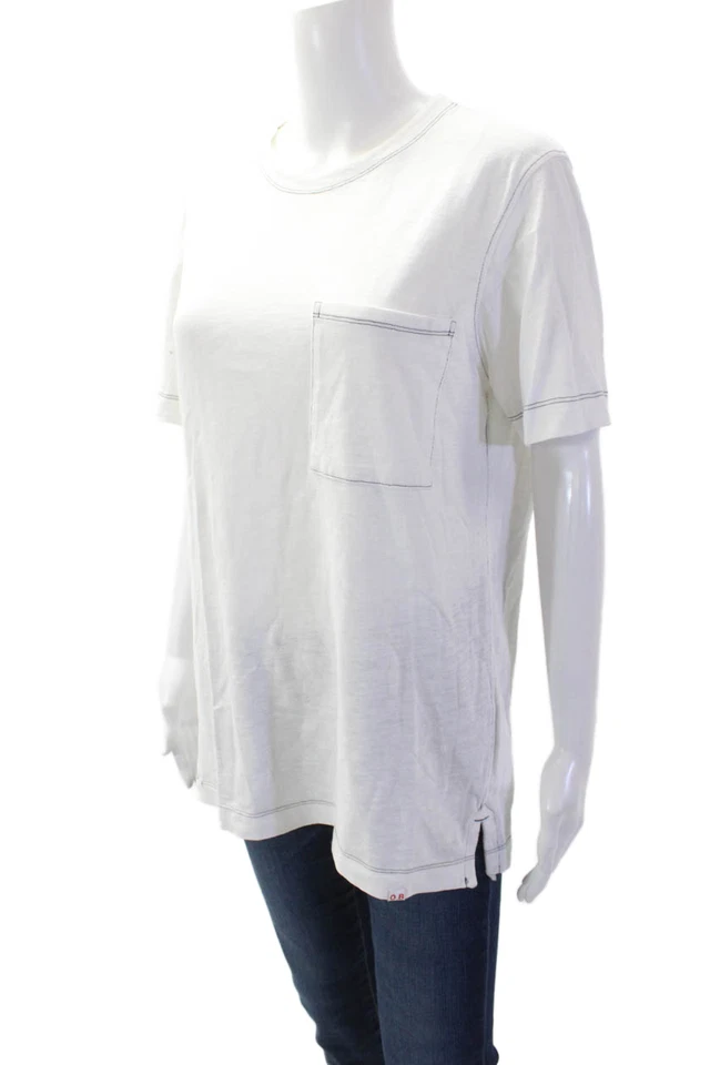 Camiseta Orlebar Marrón Unisex Cuello Redondo Manga Corta Blanco Algodón Talla S Foto 2 de 4